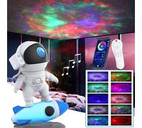 Astronaute Projecteur de ciel étoilé avec haut-parleur,Galaxy Projector Dimmable Timer 360° ajustable APP Musique Sync.,Fusée Nightlight Deko Intérieur Chambre