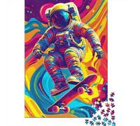 Astronaute Psychédélique Casse-tête Skateboarder Spatial 1000 Pièces Papier Recyclé pour Adultes - Jeu Éducatif Anti-Stress, Idée Cadeau Anniversaire Parfaite 52x38cm/1000pcs