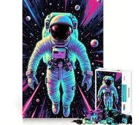 Astronaute psychédélique dans l'espace Puzzle de 1000 pièces pour Adolescents Jeu de réflexion et d'évasion Cadeau Original et apaisant 50x75cm