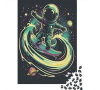 Astronaute Puzzle 1000 Pièces Jouet en Bois Jeu D'Intelligence Décoration Intérieure Surfing on Cosmic Challenge Toy Adultes & Enfants des 14 Ans 1000pcs (75x50cm)