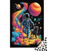 Astronaute Puzzles 1000 Pièces Cadeau Unique Walking Chien in Space Jeu Éducatif Défi Jouet À De Qualité Supérieure Peinture Art pour Adultes Et Enfants À Partir De 12 Ans 1000pcs (75x50cm)