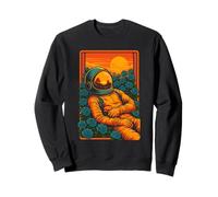 Astronaute se Relaxant Parmi Les Roses Bleues et Le Coucher du Soleil Sweatshirt