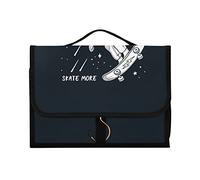 Astronaute Skateboarding Rainbow in Black Galaxy Space with Stars 1 PC Hanging Toiletry Wash Bag Portable Makeup Organizer Brush Storage Case Portable Travel Cosmetic with Hook