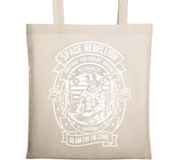 Astronaute Skull Space Rebellion Go Aim for The Stars Sac fourre-tout en coton naturel écologique Beige