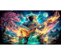 Astronaute Smoking on Moon Puzzle 1000 pièces en Papier recyclé - Cadeau Amusant & Idée Cadeau Parfaite pour Adultes 75x50/1000pcs