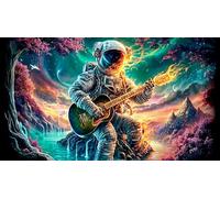 Astronaute Smoking on Moon Puzzle pour Adultes 1000 pièces - Papier recyclé Idée Cadeau Parfaite Décoration Murale & Activité 75x50/1000pcs