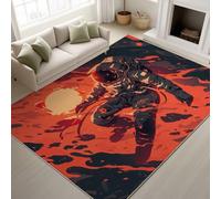 Astronaute Soleil Flammes rouges Doux Tapiss Illustration artistique détaillée Complexe Imprimé Tapis Sci-fi Fantaisie Gamer Lavable Tapis de Antidérapant Orange pour Chambre Gaming 120 x 150 cm
