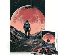 Astronaute sur Une planète Extraterrestre Puzzle de 1000 pièces Stimulation cérébrale Loisirs et Plaisir Coffret Cadeau d'anniversaire sécurisé (38x52cm)