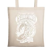 Astronaute Surf The Outer Space Sac fourre-tout en coton naturel écologique Beige