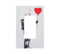 Astronaute tenant un ballon en forme de cœur rouge - Plaque murale à bascule simple - Décoration pour la maison, la cuisine, la salle de bain