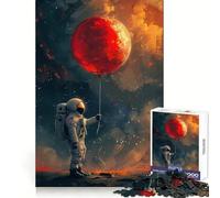 Astronaute Tenant Un Ballon Rouge Puzzle de 1000 pièces Stimulation cérébrale Loisirs et Plaisir Coffret Cadeau sécurisé (50x75cm)