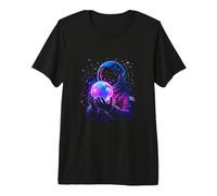 Astronaute Tenant Une Boule de Cristal Cosmique T-Shirt Haut de Gamme