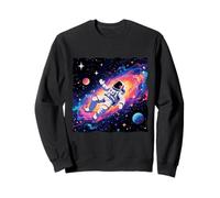 Astronaute View Vibrant Space Journey Planètes Étoiles Lune Sweatshirt
