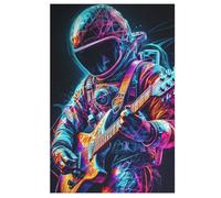 Astronautee Jouant de la Guitare Puzzle De 1000 Pièces en Bois pour EnfFourmis Adultes, Puzzles en Matériau Recyclé De Qualité Supérieure 78×53cm