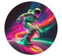 astronauteePuzzle en Bois 1000 Pièce pour Adultes Et Enfants Rond Surf dans l'espaceJouet Puzzle À Défi Créatif Stimulant1000pcs (67.5x67.5cm)