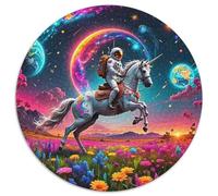 astronauteePuzzles en Bois 1000 Pièce pour Adultes Rond fantaisieJouet Puzzle À Défi Créatif Stimulant1000pcs (67.5x67.5cm)