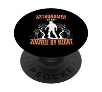 Astronome by Day Zombie by Night Funny Halloween Creepy PopSockets PopGrip Adhésif