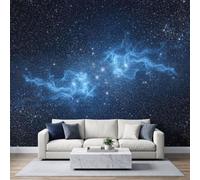 Astronomie Univers Science-Fiction Papier Peint Photo Mural Plusieurs Mesures, Espace Lointain Nébuleuse Bleue Papier Peint Panoramique pour Salon Chambre D'enfant 400 x 280 cm Décoration Intérieure