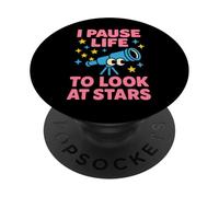 Astronomie Vaporwave Télescope Spatial d'observation des étoiles rétro PopSockets PopGrip Adhésif