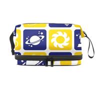 Astronomy Space Rocket Trousse à maquillage double couche pour femmes et filles, trousse de toilette de voyage, trousse de maquillage, pochette de rangement pratique avec compartiment à pinceaux,