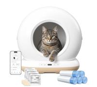 AstroPet Bac à litière automatique pour chat, 72 l, avec tapis, contrôle par application et boutons, stérilisation UV, protection multiple de sécurité (sac poubelle + kit désodorisant)