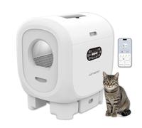 AstroPet Grande litière autonettoyante de 101 l avec contrôle par application, XXL pour plusieurs chats, deux entrées, stérilisation UV, désodorisation avec ions négatifs à l'oxygène