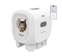 AstroPet Litière auto-nettoyante pour chat - 101 l - Avec contrôle par application - XXL - Pour grands chats jusqu'à 12,5 kg - Deux entrées et design Top-Fill - Quatre capteurs sûrs - Stérilisation UV