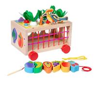 Astrowinter Jouets Montessori en bois pour enfants de 1, 2, 3 ans, jouets 6 en 1 pour bébé de 12 à 18 mois, jouets éducatifs, jouets puzzle de tri et de comptage Jeu de récolte de carottes AW-068-UK-B