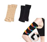ASTRQLE Lot de 2 paires de manchons amincissants de compression pour femme - Pour tonifier le haut du bras - Aide à perdre la graisse du bras (noir + couleur de peau)