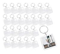 ASTRQLE Lot de 25 porte-clés en acrylique transparent avec photo en forme de cœur - Porte-clés vierge - Insertion de porte-clés DIY - Cadre photo clipsable - Cadeau personnalisé pour les proches