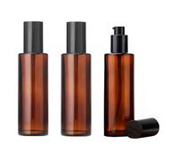 ASTRQLE Lot de 3 flacons à pompe en verre ambré de 60 ml - Crème de voyage, lotion, mini distributeur de savon, flacon cosmétique, récipient, fiole, pot pour shampooing, huile essentielle, fond de