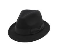 ASTRQLE Manhattan Chapeau Fedora en feutre pour homme Noir