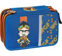 COMIX BRIGHT Boy Trousse d'école Maxi Kit organisé avec séparateurs intérieurs, Poche zippée et Passants élastiques - Trousse à Crayons et Porte-Papeterie Incluse avec Fermeture éclair