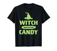 Astuce ou friandise Witch Way to The Candy pour Joyeux Halloween T-Shirt Graphique avec Valeur