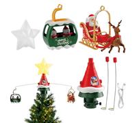 Astuce sur le sapin de Noël avec LED et musique | Décoration supérieure rotative d'arbres lumineux avec bonhomme de neige et traîneau | Top alimenté par USB pour l'arbre de Noël et la décoration