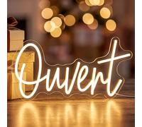 Astuddy Enseignes lumineuses Ouvert, enseigne au néon à LED ouverte blanc chaud pour la murale, lumière au néon ouvert USB pour magasin, café, bar, salon, boutique, hôtel, vitrine de supermarché
