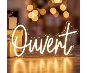 Astuddy Enseignes lumineuses Ouvert,enseigne au néon ouvert blanc chaud | pour la murale led lumière au néon ouvert USB pour magasin café bar salon boutique hôtel vitrine de supermarché