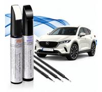 Asturcolor Stylo de retouche Mazda 34K Crystal White Pearl - Kit de réparation de rayures pour voiture : peinture de base + laque transparente 2 x 12 ml avec pinceau, couleur d'origine d'usine