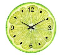 astylishome Horloges murales pour salon - Horloge créative à suspendre - Décor kiwi fruits - Citron vert - Sans tic-tac - Moderne - Pour bureau, maison, école, salle de bain, festival - 0204