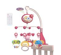 Asudaro 45 cm x 54 cm Jouet rotatif musical mobile multifonction pour berceau de bébé avec musique de projection et fonction minuterie Jouet de divertissement apaisant pour nouveau-né Rouge