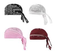 Asudaro Chapeau Pirate en Coton, 4 Pcs Casquette Cyclisme Sport Chapeau Pirate en Coton pour Hommes Et Femmes Style Hip-Hop Casquette Sport à Séchage Rapide Bandana Cyclisme