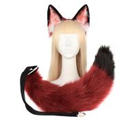 Asudaro Fox - Ensemble de cosplay - Oreilles de renard - Accessoires de tête de renard - Accessoires de tête de renard - Accessoires de fête - Accessoires de fête - Rouge et noir