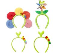 Asudaro Lot 4 Serre-Têtes Colorés En Forme Tournesol Pour Moulin À Vent, Plante, Fleur, Chenille, Bourgeon, Feuille, Jolis Bandeaux Tulipes Pour Enfants Et Adultes, Décoration Fête, Festival