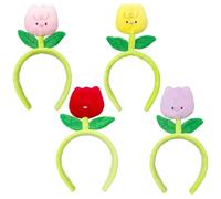 Asudaro Lot 4 Serre-Têtes Colorés En Forme Tournesol Pour Moulin À Vent, Plante, Fleur, Chenille, Bourgeon, Feuille, Jolis Bandeaux Tulipes Pour Enfants Et Adultes, Décoration Fête, Festival