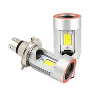 Asudaro Lumières de moto, phares à LED pour motos Phares à LED Angel Eyes intégré haute luminosité Double griffe H4 BA20D prise Ampoules LED pour feux de moto Angel Eyes pour tension 12V-80V