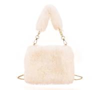 Asudaro Sac fourre-tout élégant en fausse fourrure pour femme - Sac à bandoulière en fausse fourrure - Sac à bandoulière d'hiver moelleux - Sac à main pour le travail, les filles, l'école, Blanc.,