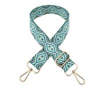 Asudaro Sangle Sac Jacquard, 72-130CM Sangle de Sac, Sangle Sac Rechange DIY - Sangle 3,8CM Large - 23 Styles,Boucle Dorée L8-Triangle Beige Bleu Et Vert