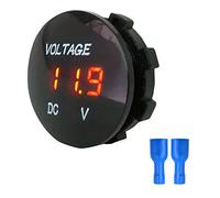 Asudaro Testeur de voltmètre de voiture DC 5-48V, Moniteur de tension de batterie, Testeur de compteur de tension de panneau rond de voltmètre d'affichage numérique à LED étanche pour camion moto