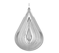 Asuinxurr 1 pièce Moulin à vent en forme de goutte d'eau en acier inoxydable 3D effet lumière fluide, décoration pour jardin suspendu décor