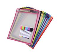 Asuinxurr Lot de 10 pochettes effaçables à sec pour papier A4 - Réutilisables et effaçables à sec - Pour les classes et les plans de travail